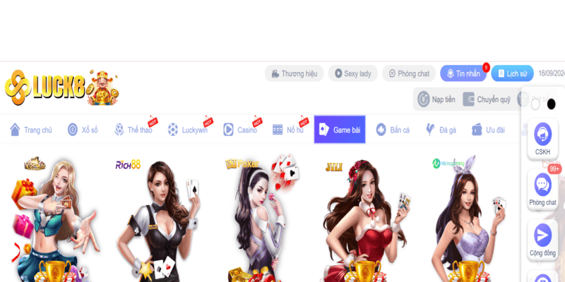 Tại Luck8 cung cấp nhiều nhà phát hành game cho người chơi lựa chọn
