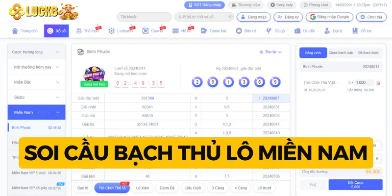 soi cầu bạch thủ lô miền Nam